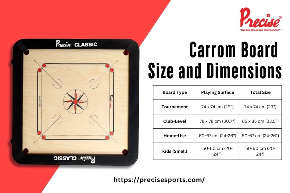 carrom board size and dimensions